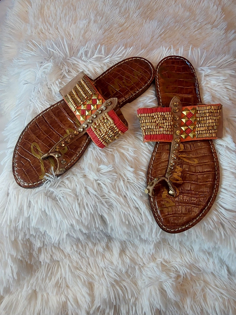 Sam Edelman Gideon Beaded Toe Ring Sandals 9M Excellent Used Condition